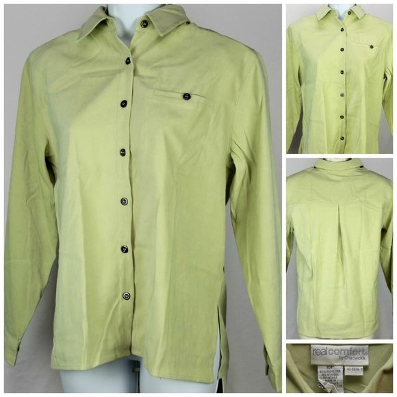 Chadwicks 10P Lime Green Long-sleeved Soft Real Comfort Button Front Shirt - Picture 2 of 6